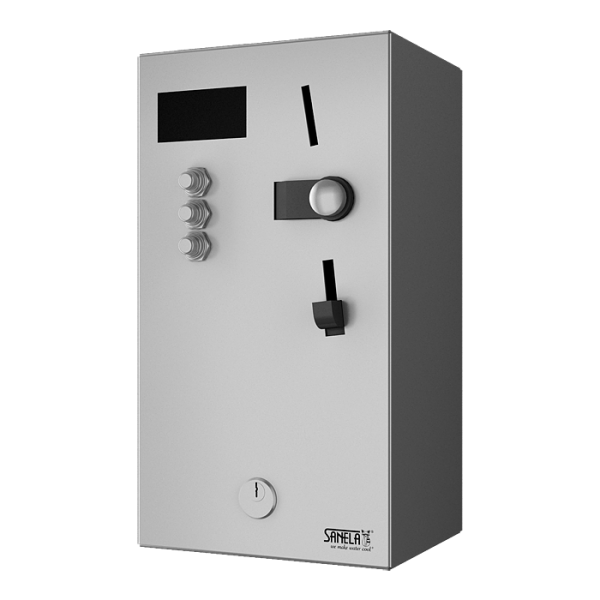Монетный и жетoнный автомат для 1 - 3 душей, интерактивное управление, выбoр душа автoматoм